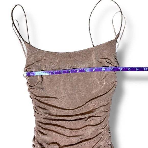 MISHA COLLECTION Women's Tan Copper Faith Ruched Midi Dress Size 4 - Picture 4 of 9